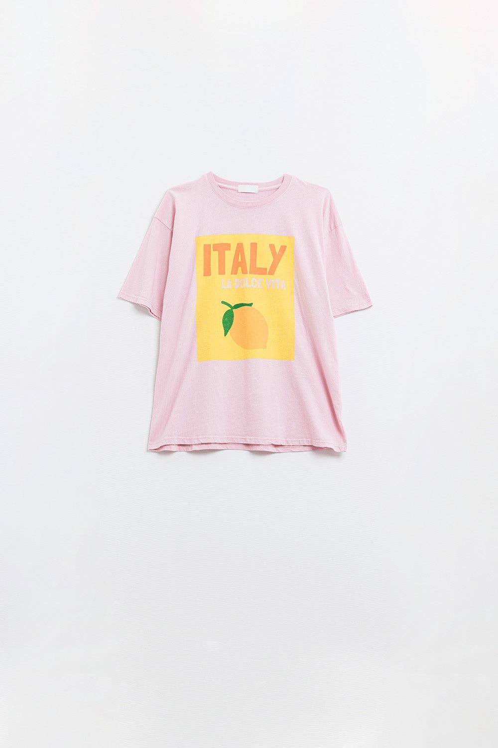 Italy La Dolce Vita Baby Pink T-shirt With Graphic Print