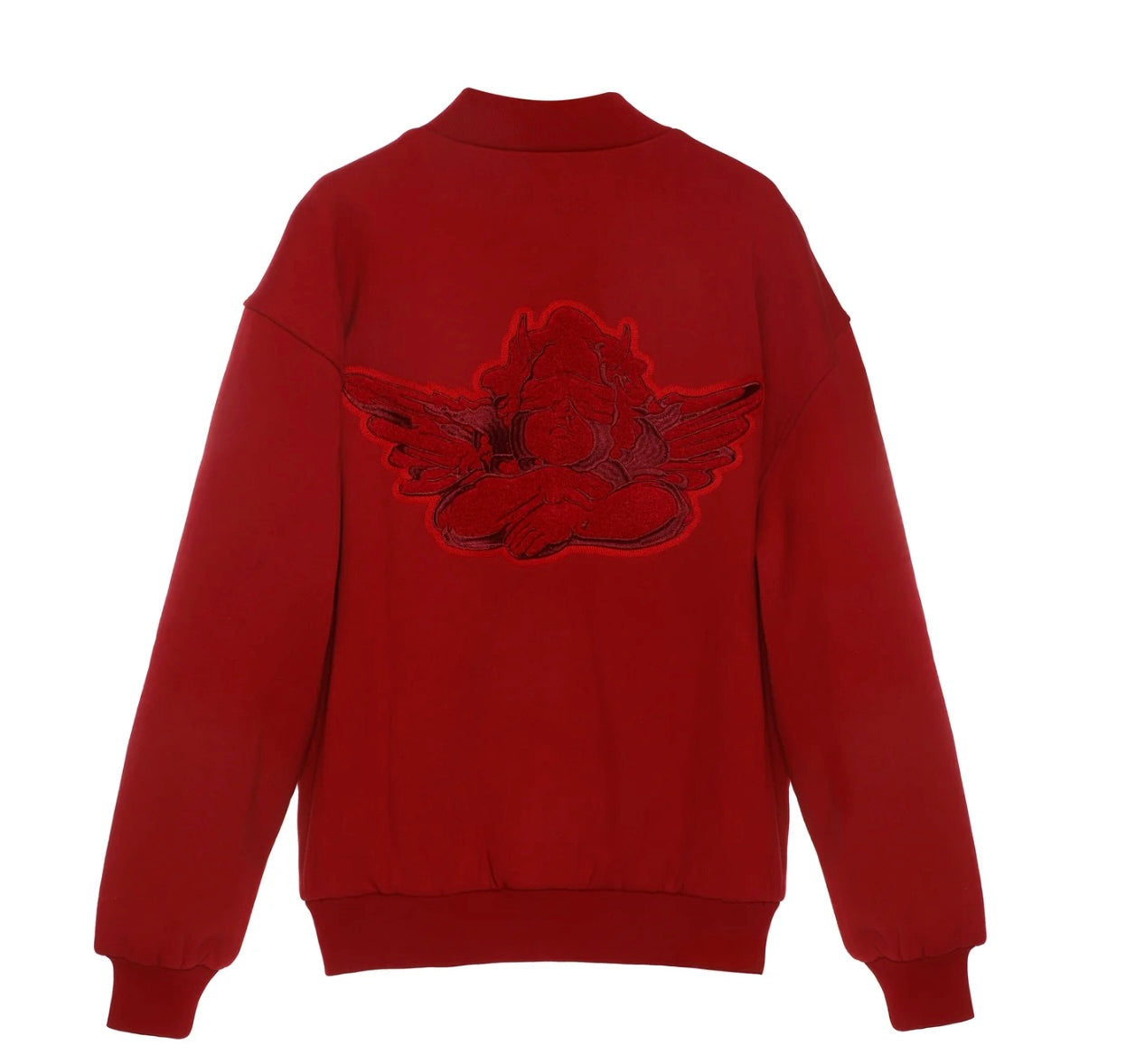 RED ROSES VELOUR VARSITY JACKET