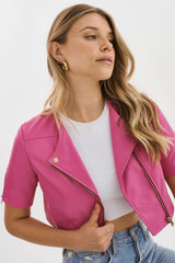 KIRSI GOLD CROPPED BIKER JACKET