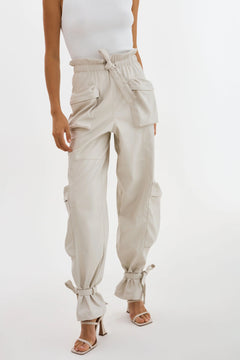 BRAXTON FAUX LEATHER CARGO PANTS - The Closet