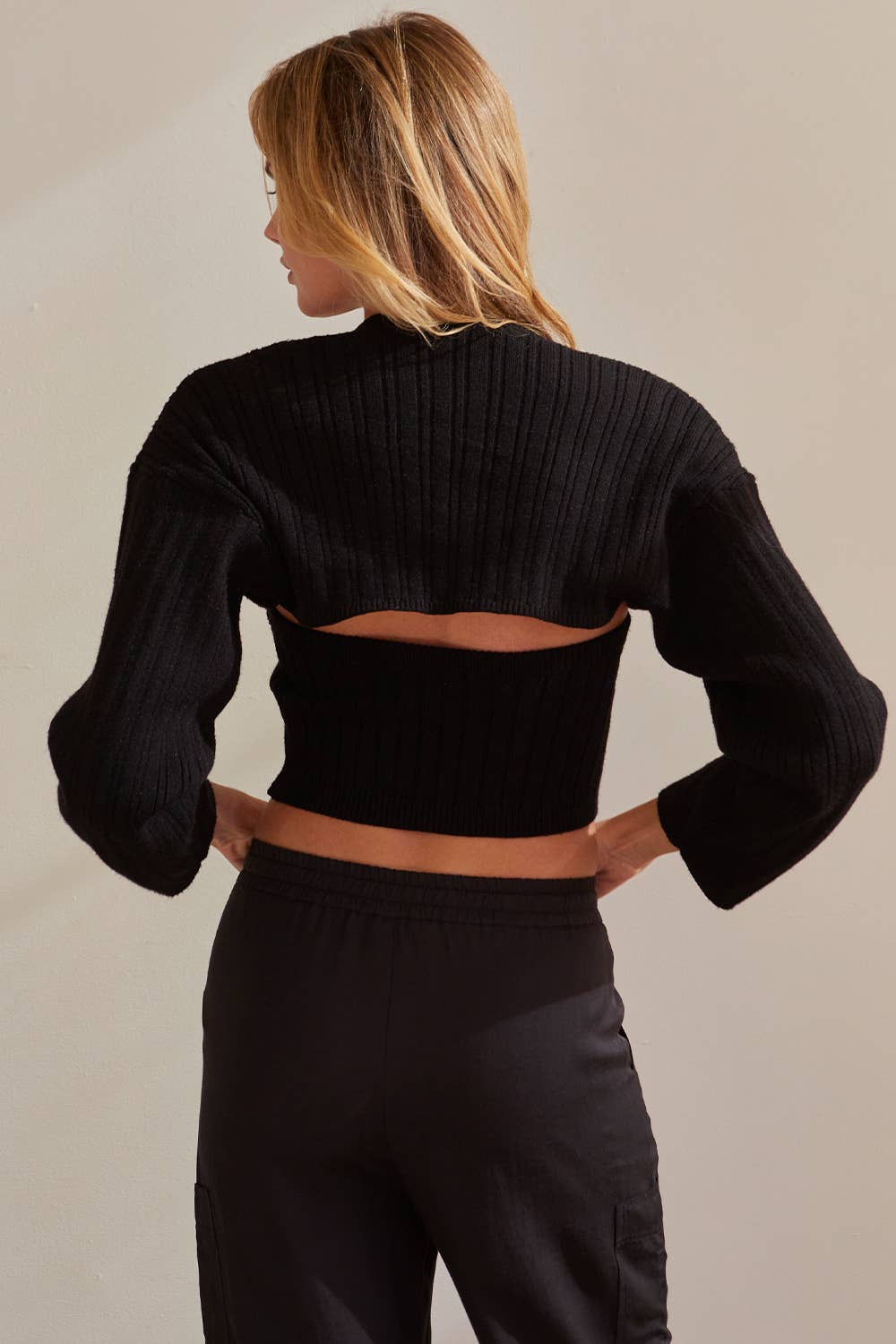 CT7517 - Harris Ribbed Knit Bolero Two Piece Set - The Closet