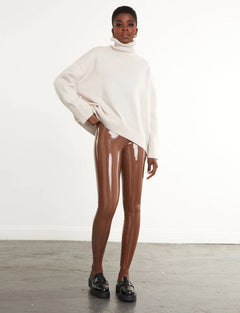 FAUX PATENT LEATHER LEGGING - The Closet