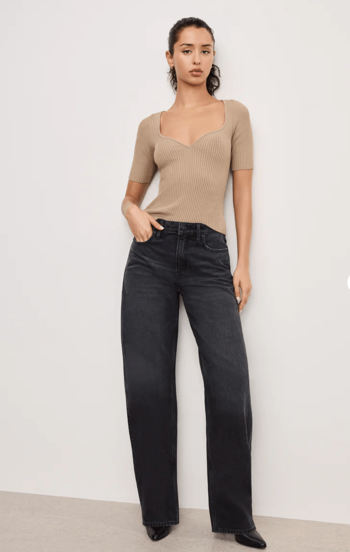 STRETCH RIB KNIT TOP - The Closet