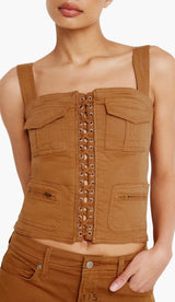 TWILL LACE UP TANK - The Closet