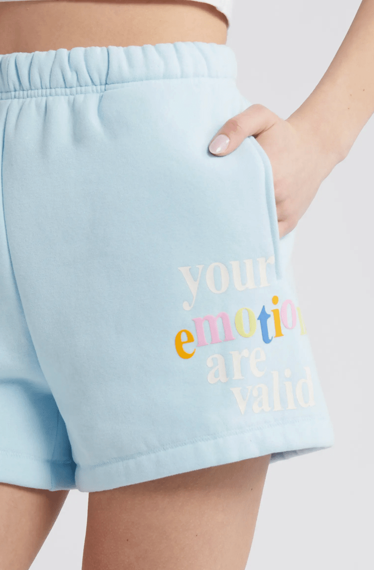 Your Emotions Are Valid Sky Blue Sweatshorts - The Closet